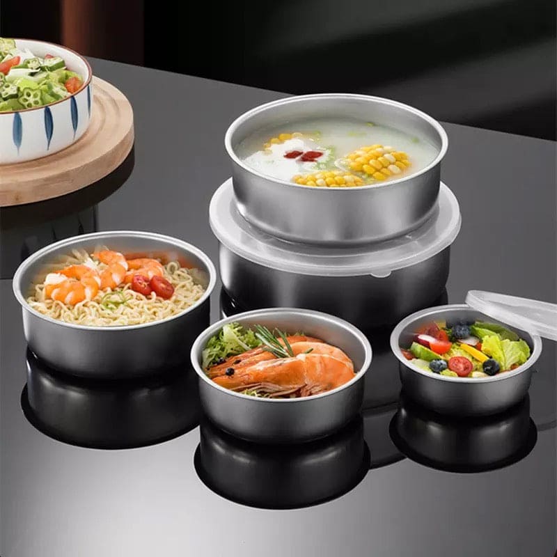 Set of 5 Stainless Steel Bowls with Lids | Wholesale Kitchen Storage ...
